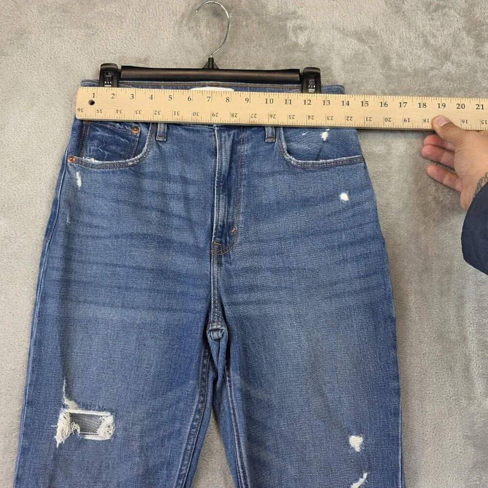 Abercrombie & Fitch Jeans Womens 28 Blue Ankle Straight High Rise Distressed - Picture 5 of 12